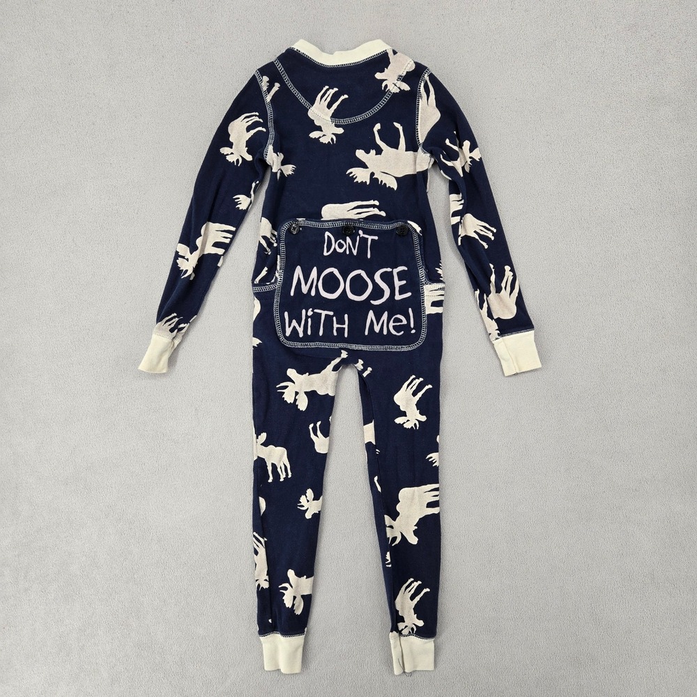 Lazy One Kids 2T Union Suit Pajamas Don't Moose With Me Flapjack Navy Blue